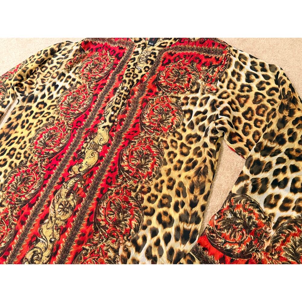 Lamoda Hindu Women's Leopard Barocco Print Long Sleeve Blouse Size XL - Picture 5 of 7
